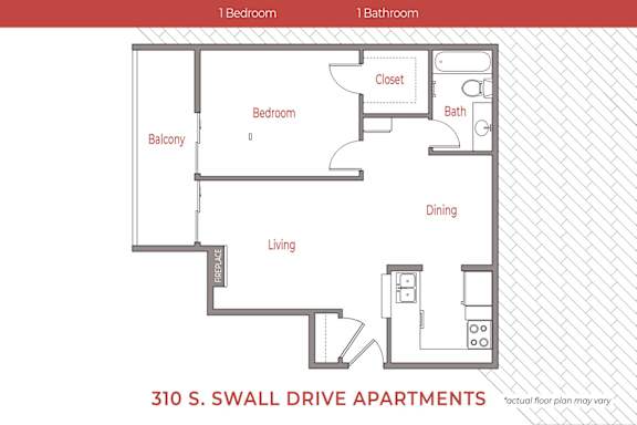 a floor plan of a small home with a bedroom and a living room
