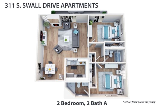 a bedroom floor plan with a bathroom and a living room