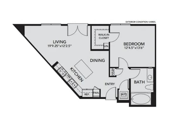 Floor Plan  A black and white image of a floor plan for a home.