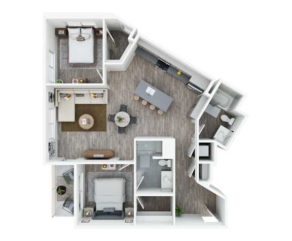 Floor Plan  a 2 bedroom floor plan with a bathroom and a bedroom