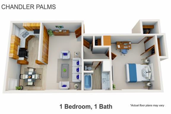  Floor Plan 1 Bedroom, 1 Bath