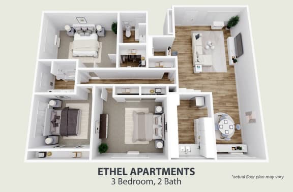 Floor Plan  3 Bedroom, 2 Bath