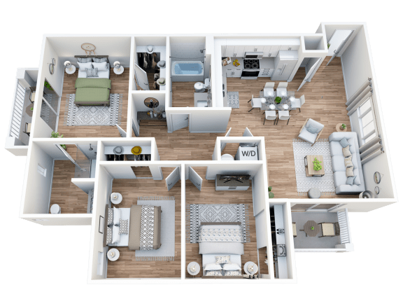 a 3d rendering of the clubhouse floor plan