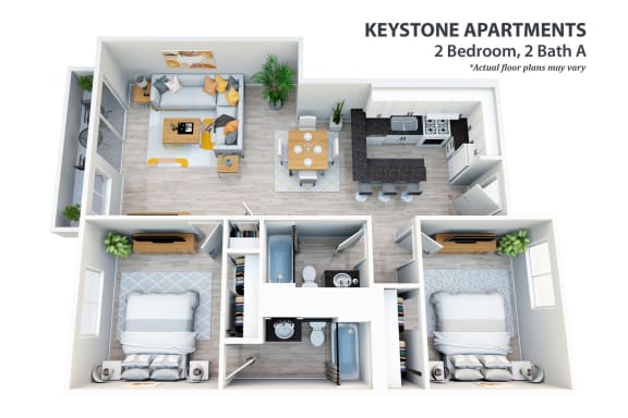 bedroom floor plan an in 2 bed 2 bath, opens a dialog