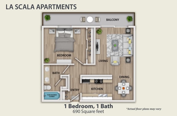 Floor Plan  a 1 bedroom floor plan  la scala apartments