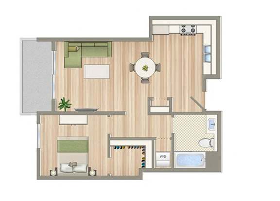 E Floor Plan E Floor Plan at Seventh West Apartments, Santa Monica, CA