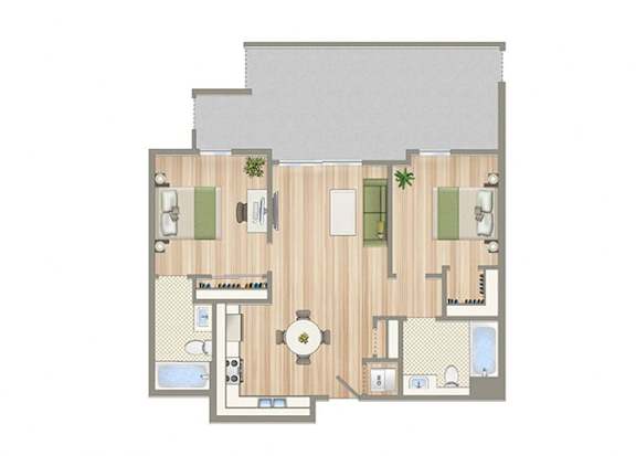 C Floor Plan at Seventh West Apartments, Santa Monica, CA