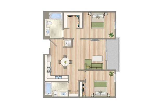 F Floor Plan F Floor Plan at Seventh West Apartments, Santa Monica California
