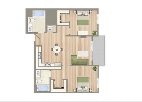 H Floor Plan at Seventh West Apartments, Santa Monica, CA 90401