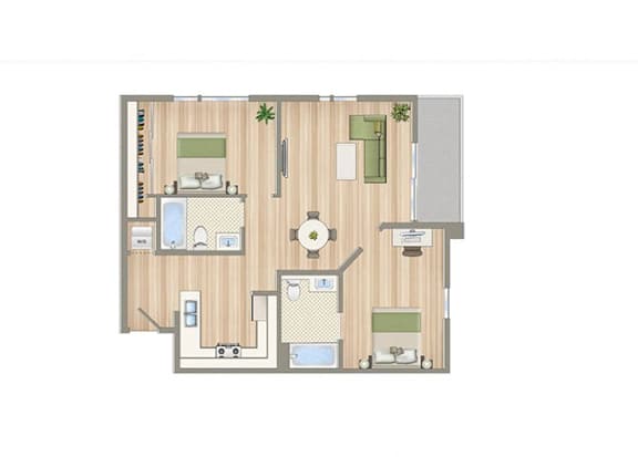 K Floor Plan at Seventh West Apartments, Santa Monica