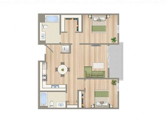 L Floor Plan at Seventh West Apartments, Santa Monica