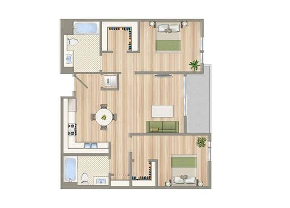 M Floor Plan at Seventh West Apartments, Santa Monica