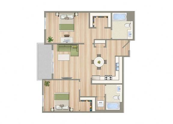 N Floor Plan N Floor Plan at Seventh West Apartments, California