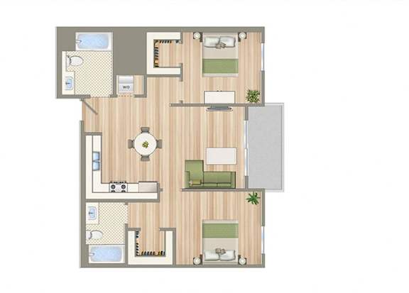 O Floor Plan at Seventh West Apartments, Santa Monica