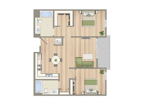 S Floor Plan at Seventh West Apartments, California