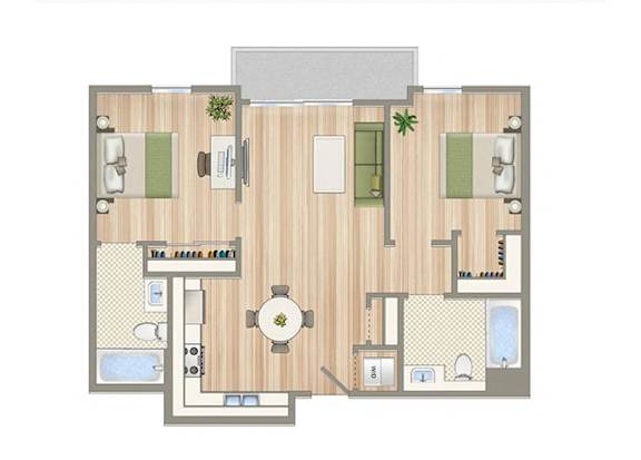 W Floor Plan at Seventh West Apartments, Santa Monica, CA 90401
