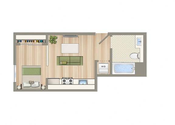 B Floor Plan at Seventh West Apartments, Santa Monica, CA 90401