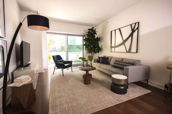 a living room with a couch and a television