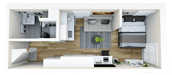 Studio Floor Plan at Skylar At Sunset, Los Angeles