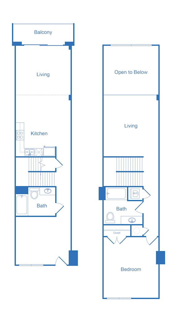 Floor Plan  A floor plan of a house with a balcony, living room, kitchen, bathroom and bedroom.