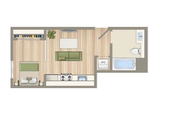 Floor Plan  A Floor Plan at Seventh West Apartments, California, 90401