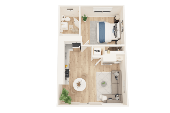 a floor plan of a bedroom with a bathroom and a living room
