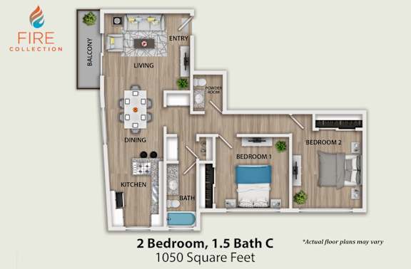 Floor Plan  a floor plan of 2 bedroom 15 bath c1000 square feet