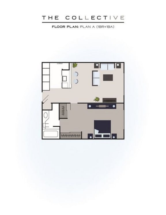 Floor Plan  1 Bedroom, 1 Bath B