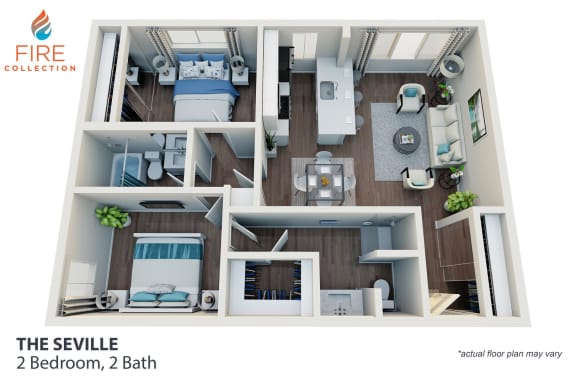Floor Plan  2 Bedroom, 2 Bath