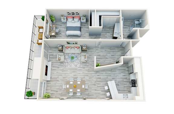 a floor plan of a house with a bedroom and a living room