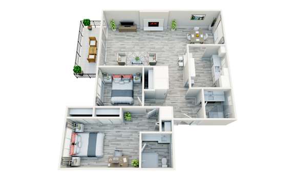 3d floor plan of a residential apartment