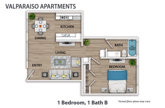 the floor plan of 1 bedroom 1 bath b