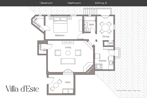 Floor Plan  a floor plan of a villa elite with a bedroom and a living room
