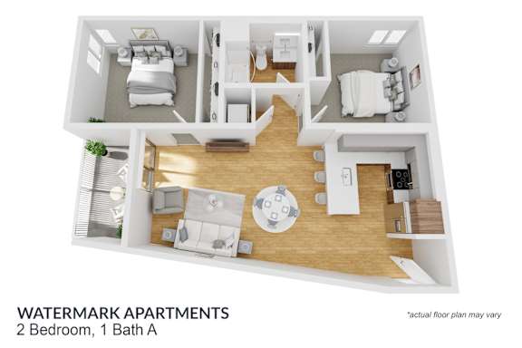 an image of a floor plan with a bedroom and baths