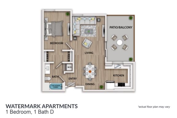 the watermark apartments  1 bedroom 1 bath d floor plan