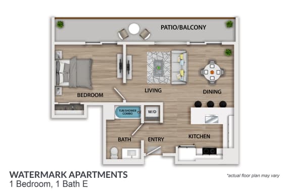 a floor plan  watermark apartments  1 bedroom 1 bath