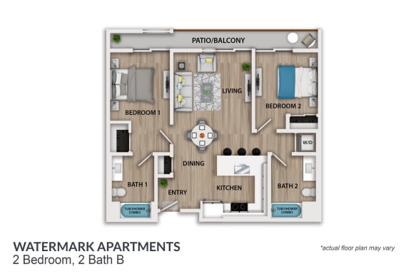 the outlook floor plan  watermark apartments  2 bedroom 2 bath