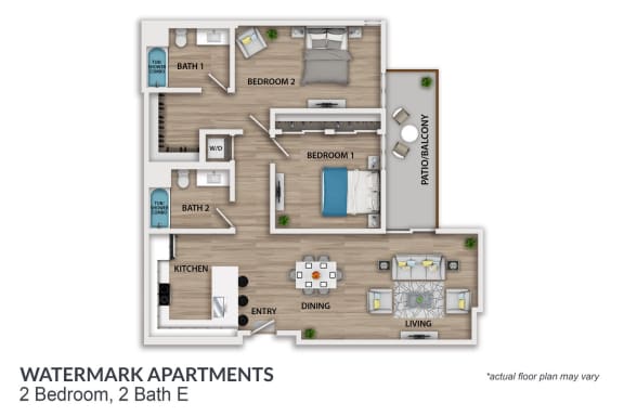 the floor plan watermark apartments 2 bedroom 2 baths