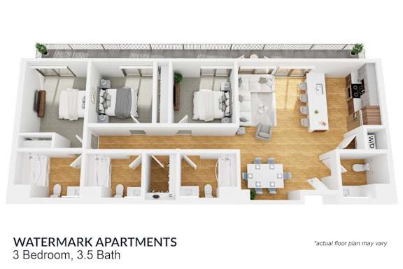 3 bedroom floor plan  the residences at