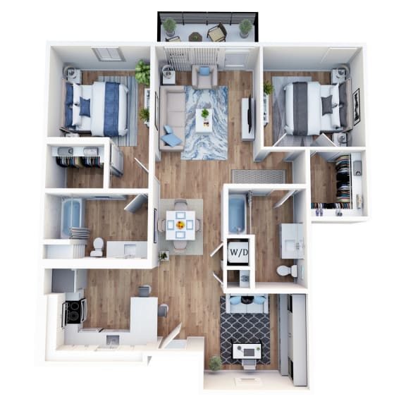 a 3 bedroom floor plan with a bathroom and a bedroom
