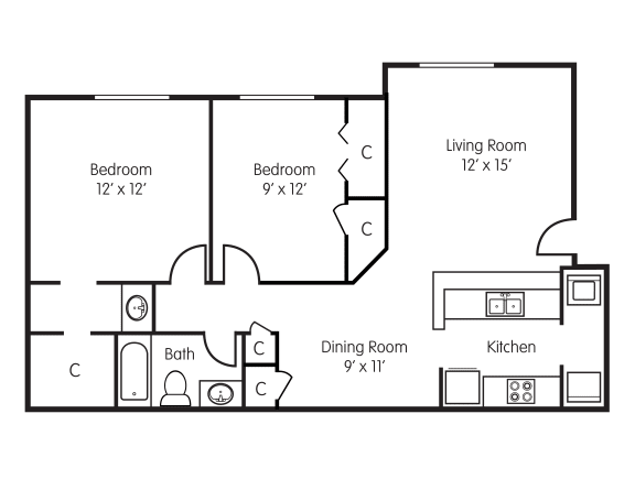 a floor plan of a living room with a bedroom and a dining room