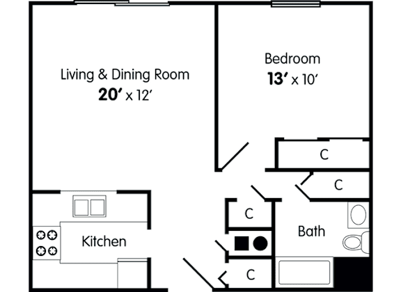 Floor Plan  One Bedroom Apartment
