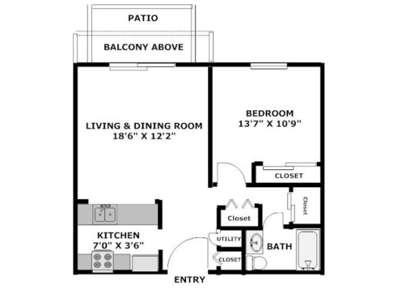  Floor Plan One Bedroom Apartment