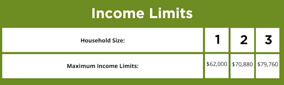 A table showing income limits for different household sizes.
