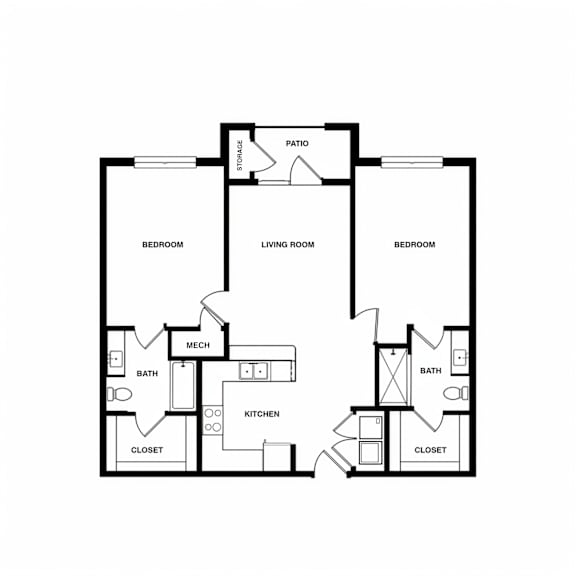 A black and white image of a house floor plan.