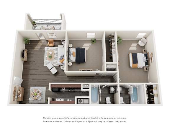 A floor plan of a house with a kitchen, living room, dining room, and bathrooms.
