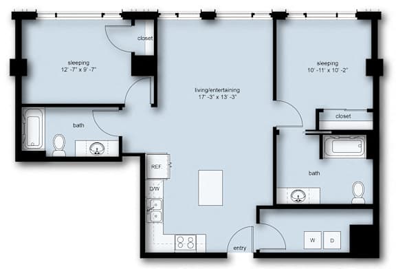 C7 Floor Plan C7 Floor Plan at Stadium Place, Seattle, WA, 98104