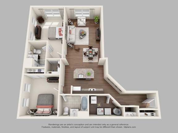 Two Bed Floorplan at Iroquois Village, Niskayuna, NY