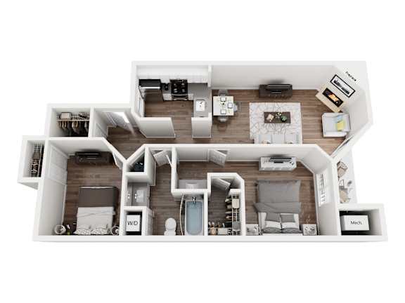 Lexington Lower floorplan at Heather Ridge Apartments, Westland, 48185