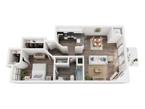 Floor Plan  Kensington II Lower Floorplan at Hidden Lakes Apartments, Clarkston